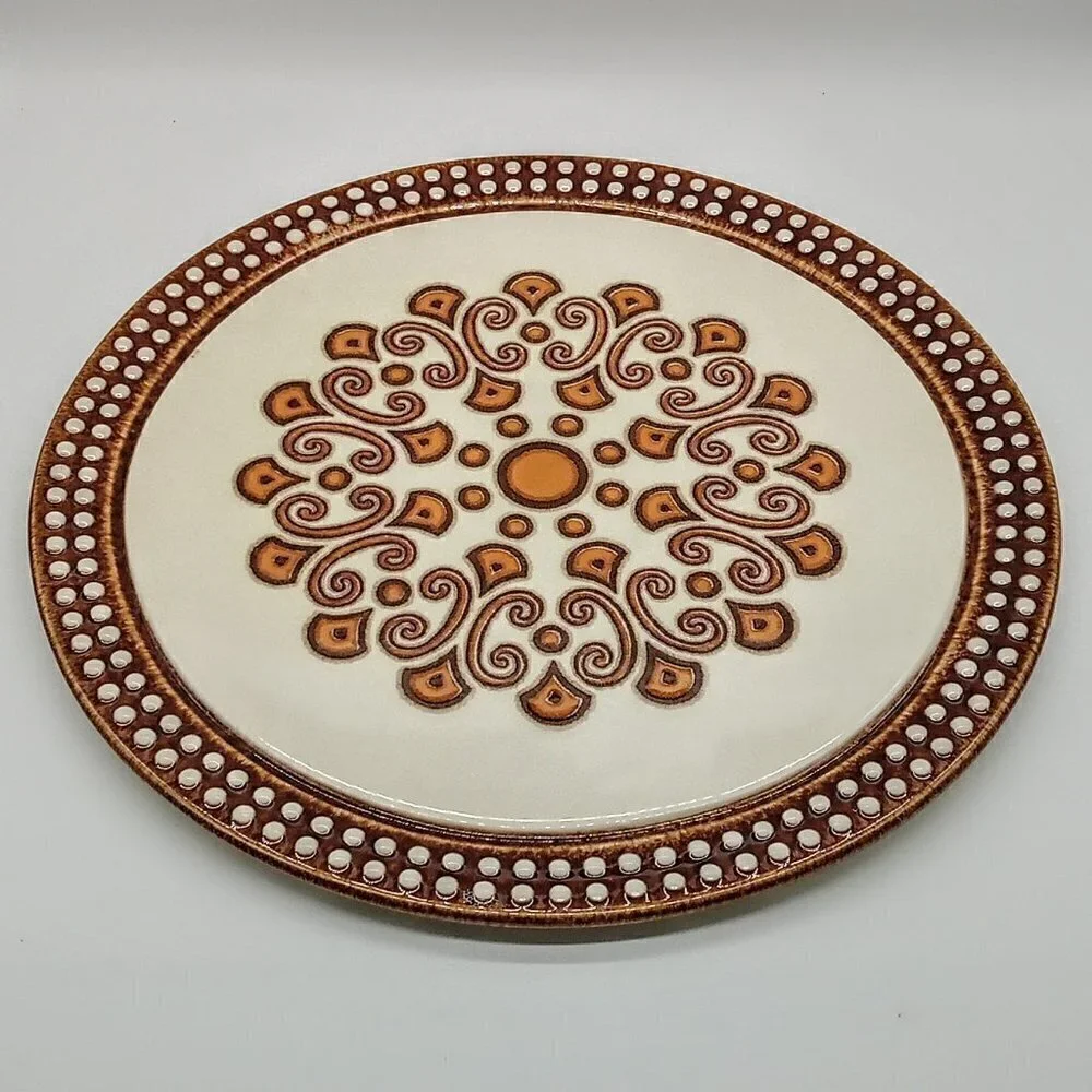 Vintage 1970s Herbolzheim German Ceramic Round Tray